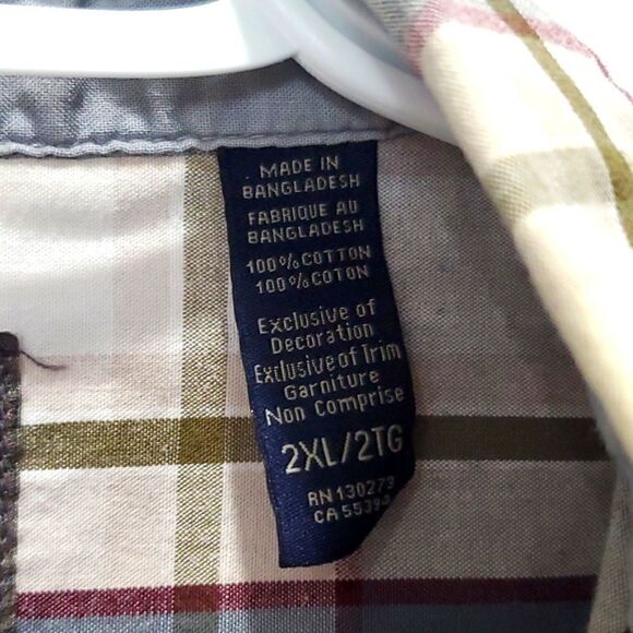 Wrangler Mens Outdoor‎ Long Sleeve Shirt UPF 30+ Protection Brown Plaid Size 2XL - Picture 3 of 5